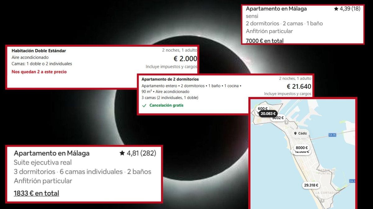 Fotografía que ilustra la noticia: El eclipse dispara los precios turísticos: 1.000 euros la noche en Soria y 5.000 en Cádiz en 2027