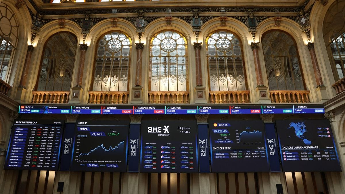 Fotografía que ilustra la noticia: El Ibex 35 cierra su primera sesión de agosto en máximos históricos y roza los 20.000 puntos